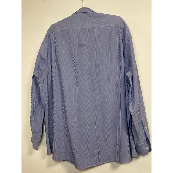 Men's Charles Tyrwhitt Weekend Non-Iron Classic Fit Blue Striped Cotton Button-U - Picture 4 of 4